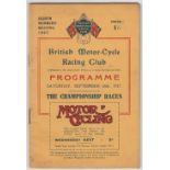 Motor Racing Programme, British Motor Racing Club Championship programme for meeting held at