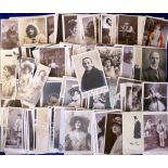 Postcards, collection of cards showing early actors & actresses, music hall artistes, midgets