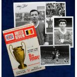 Football autographs, Manchester Utd, 4 signed items, Nobby Stiles on b/w photo, 8" x 10", also