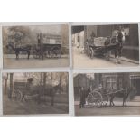 Postcards, collection of 6 horse-drawn delivery vehicles all from the South London area, all RP's,