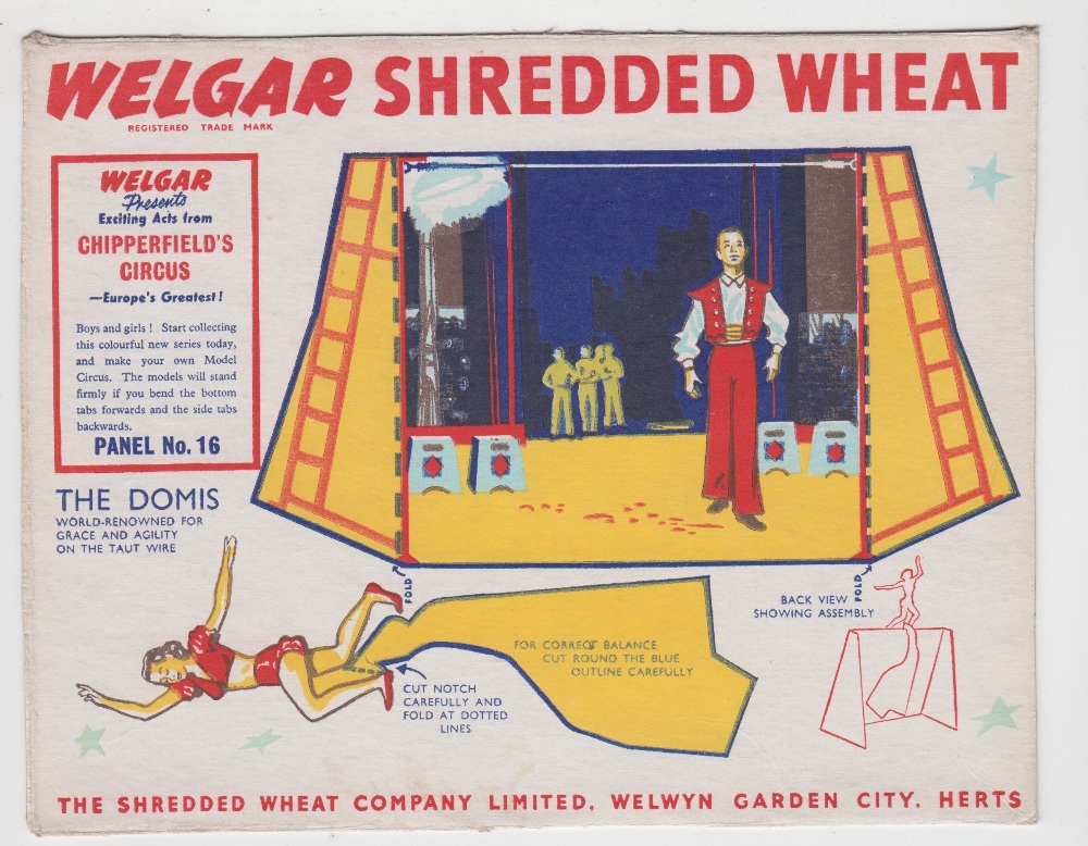 Trade cards, Shredded Wheat Co, Package issue, Chipperfield Circus, 22 different, (one badly cut, - Image 2 of 2
