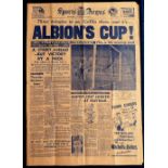 Football Newspapers, West Bromwich Albion, 3 special newspapers, 2 Sports Argus editions, one for