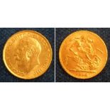 Coin, GB, George 5th, full gold sovereign, 1913, EF (1)