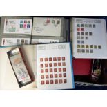Stamps, GB collection QV to QE2, 1970, with 1d Red plates to 224, line engraved 1/2d stamps (not