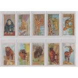 Cigarette cards, Ardath, Animals at the Zoo (all Double Ace backs), 15 cards, nos 4, 6, 8, 10, 17,