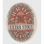 Beer label, Arrol's, Alloa, Extra Stout label, 87mm high, v.o. (gd) (1)