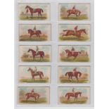 Cigarette cards, USA, Allen & Ginter, The World's Racers (Racehorses), 12 cards (inc. 2 duplicates),