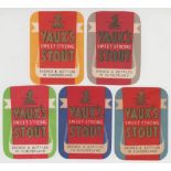 Beer labels, Vaux Breweries Ltd, Sunderland, 5 different coloured Sweet Strong Stout labels,