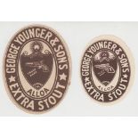 Beer labels, George Younger & Sons, Alloa, Extra Stout, 2 different size v.o's, 96mm high and 77mm