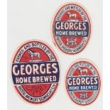 Beer labels, The Bristol Brewery Georges & Co Ltd, Georges Home Brewed, 3 different size v.o's,