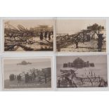 Postcards, piers, Sussex, collection of 15 RPs showing damaged and wrecked Worthing pier caused by