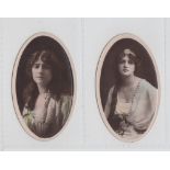 Cigarette cards, Kuit British Beauties, (oval), 2 type cards ref H244 picture nos 7 & 23 (vg) (2)