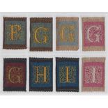 Tobacco silks, Turmac, Illustrated Initials (21/26 plus 29 colour variations) (mainly vg) (50)