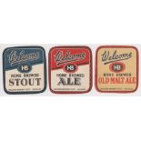 Beer labels, Welcome Brewery Co Ltd, Oldham, Home Brewed Ale, Stout & Old Malt Ale labels, (square