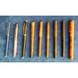 Collectables, selection of 9 fountain pens inc. Waterman's (x2), Conway Stewart (1), John Bull