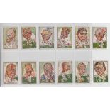 Trade cards, Australia, Sweetacres, Cricketers (Caricatures) (12/24) nos 3, 6, 7, 9, 14, 15, 16, 17,