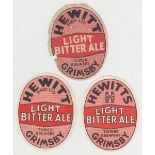 Beer labels, Hewitt Brothers Ltd, Grimsby, Light Bitter Ale, 3 different v.o's (one fair, rest
