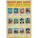 Trade cards, Quaker Oats, Quaker Quiz-Cards, package issue, 9 uncut packets plus two advertising