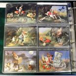 Postcards, a collection of 100+ cards in modern album, the majority artist drawn cards of Frogs also