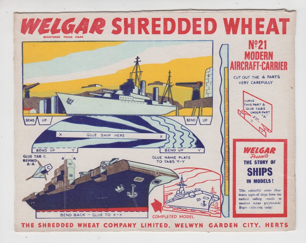 Trade cards, Shredded Wheat Co, Package issues, The Story of Ships, 14 different and Round the