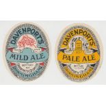 Beer labels, Davenports' C B Ltd Birmingham, Pale Ale, bottled 1936 & Mild Ale, v.o's (gd) (2)