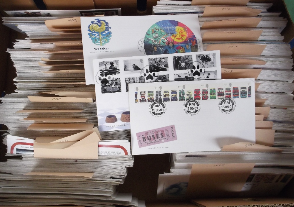 Stamps, a vast accumulation of GB First Day Covers 1950's through to 2014 with typed and hand- - Image 2 of 2