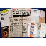 Collectables, mixed selection inc. historic newspapers inc. Daily Mail 20 Feb 1962 with space