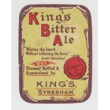 Beer label, King's, Syresham, King's Bitter Ale, 93mm high, v.r. (gd) (1)