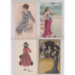 Postcards, glamour, art collection of 37 cards inc. Harrison Fisher (10), Chromos, art nouveau, USA,