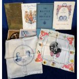 Royalty, selection of items including commemorative linen squares for George 5th & Queen Mary Silver