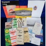 Shipping, selection inc. menu cards, brochures, booklets etc, noted Queen Mary 1st Class plan,