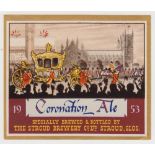 Beer label, Stroud Brewery Co Ltd, 1953 Coronation Ale, horizontal rect, almost mint (vg/ex) (1)
