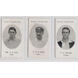 Cigarette cards, Taddy, County Cricketers, 3 cards, Mr A P Day, & F H Huish both Kent and E B Dwyer,