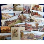 Postcards, a collection of approx. 130 artist drawn topographical cards inc. Tucks, overseas,