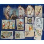 Cigarette cards, USA, early selection of 15 items inc. two advertising cigarette paper covers, one