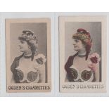 Cigarette cards, Ogden's, Beauties, green net back, pair of similar cards, one b/w, the other