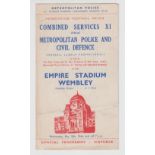 Football programme, at Wembley Stadium, Combined Services X1 v Metropolitan Police & Civil Defence