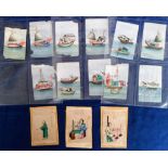 Collectables, Chinese artwork on rice paper, 14 images, three showing Chinese trades with English