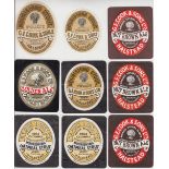 Beer labels, G E Cook & Sons Halstead, a selection of 9 different labels, 4 are pre-contents, v.o'