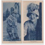 Trade cards, Sunday Stories, Queens of Beauty, set of 10 on paper, issued 1920 (1 with writing to