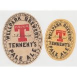 Beer labels, J & R Tennent's, Glasgow, Pale Ale, 2 scarce label's, larger 'Registered under the