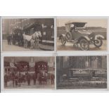 Postcards, 4 RP's, 2 Fire crews with horse drawn fire engines outside Fire Stations for Wandsworth &