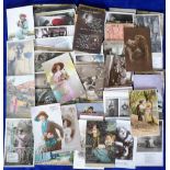 Postcards, romantic selection, an attractive lot of pretty girls and canoodling couples! Early