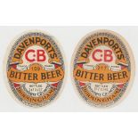 Beer labels, Davenports' , Birmingham, Bitter Beer, 2 different v.o's one bottled in 1937 the