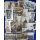 Postcards, military, collection of 80+ RPs, mostly WW1 period, inc. soldiers in uniform, military