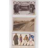 Postcards, 3 postcards, 'Britain's War Workers' depicting female postwomen, window cleaners and tram