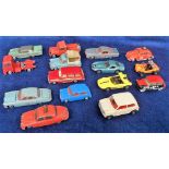 Playworn Corgi Toys, including Volkswagen 1200 Saloon, Popeye's Paddle Wagon, Marcos 3 Litre, Wall's