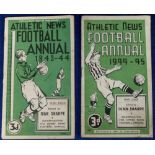 Football programmes, Athletic News football annuals two scarce wartime editions, 1943/4 & 1944/45 (