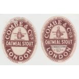 Beer labels, Watney Combe Reid & Co Ltd, Oatmeal Stout, one for Nethersole & Sons Deal, the other