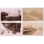Postcards, Railways, a collection of 8 station cards, 5 RP's, Garforth, Dacre, both Yorkshire,